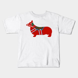 Dala Corgi - Swedish Dala Horse Kids T-Shirt